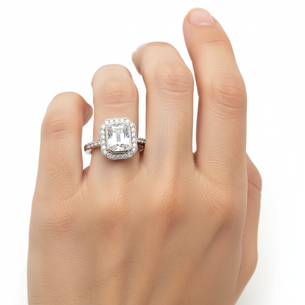 A White Cubic Zirconia Ring.