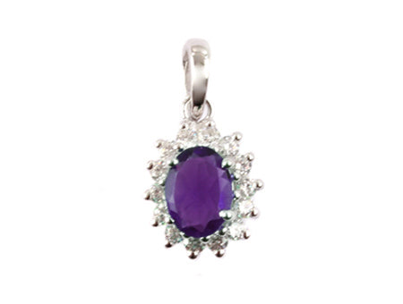 9 CT White Gold Amethyst Cz Earring.6X4