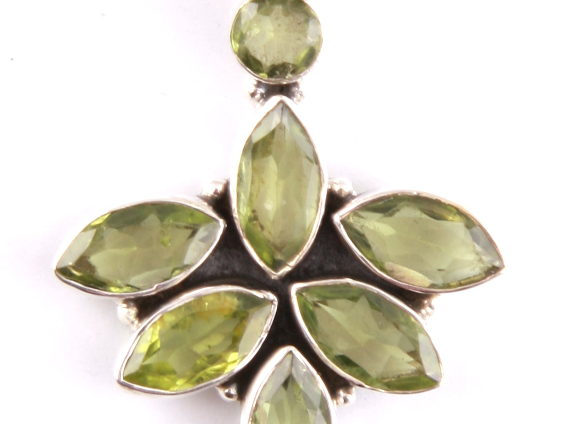 Peridot Stone Silver Earring
