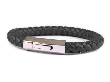 Leather Stainless Steel Bracelet BLACK