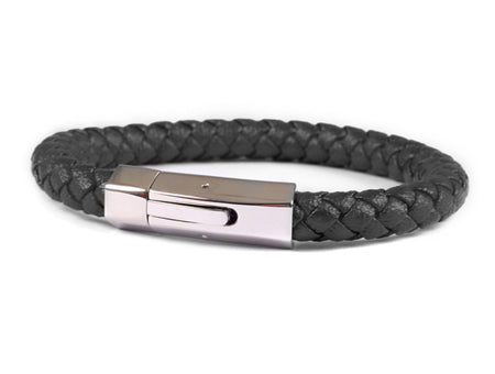 Leather Stainless Steel Bracelet BLACK