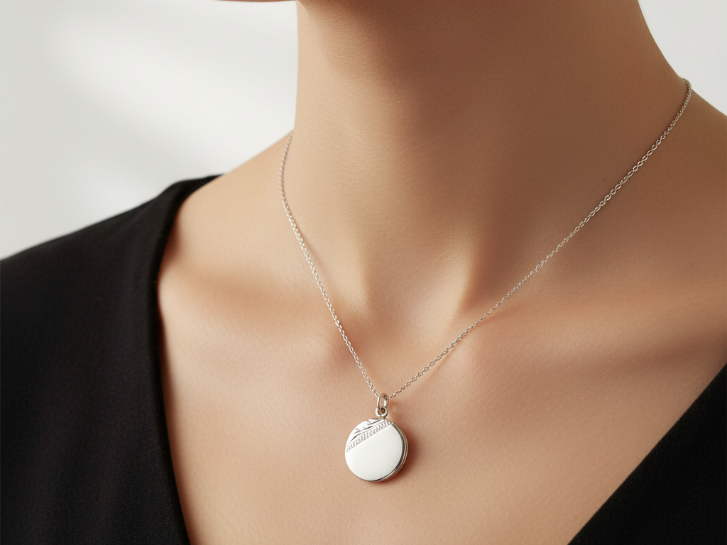 Silver Round Disc Pendant