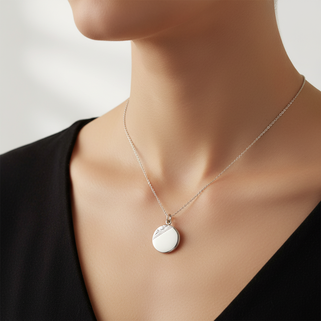 Silver Round Disc Pendant