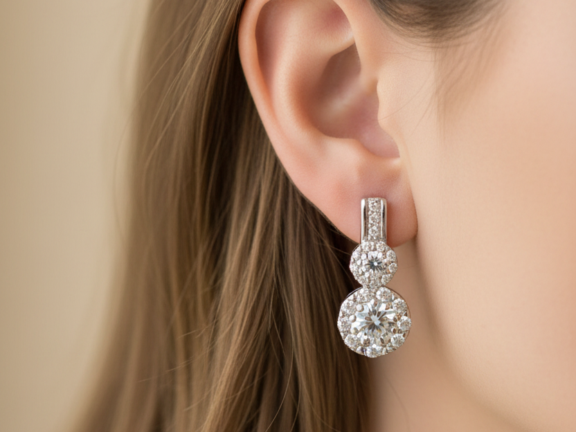 9 CT White Gold Earring.