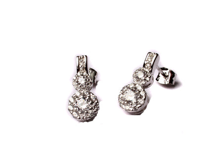 9ct White Gold Pendant And  Earring Set.