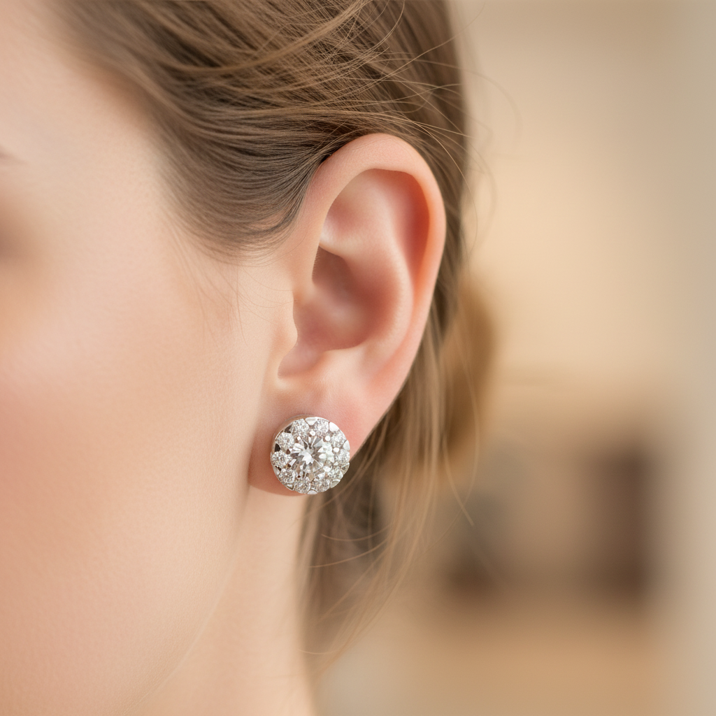 9 CT White Gold Earring.