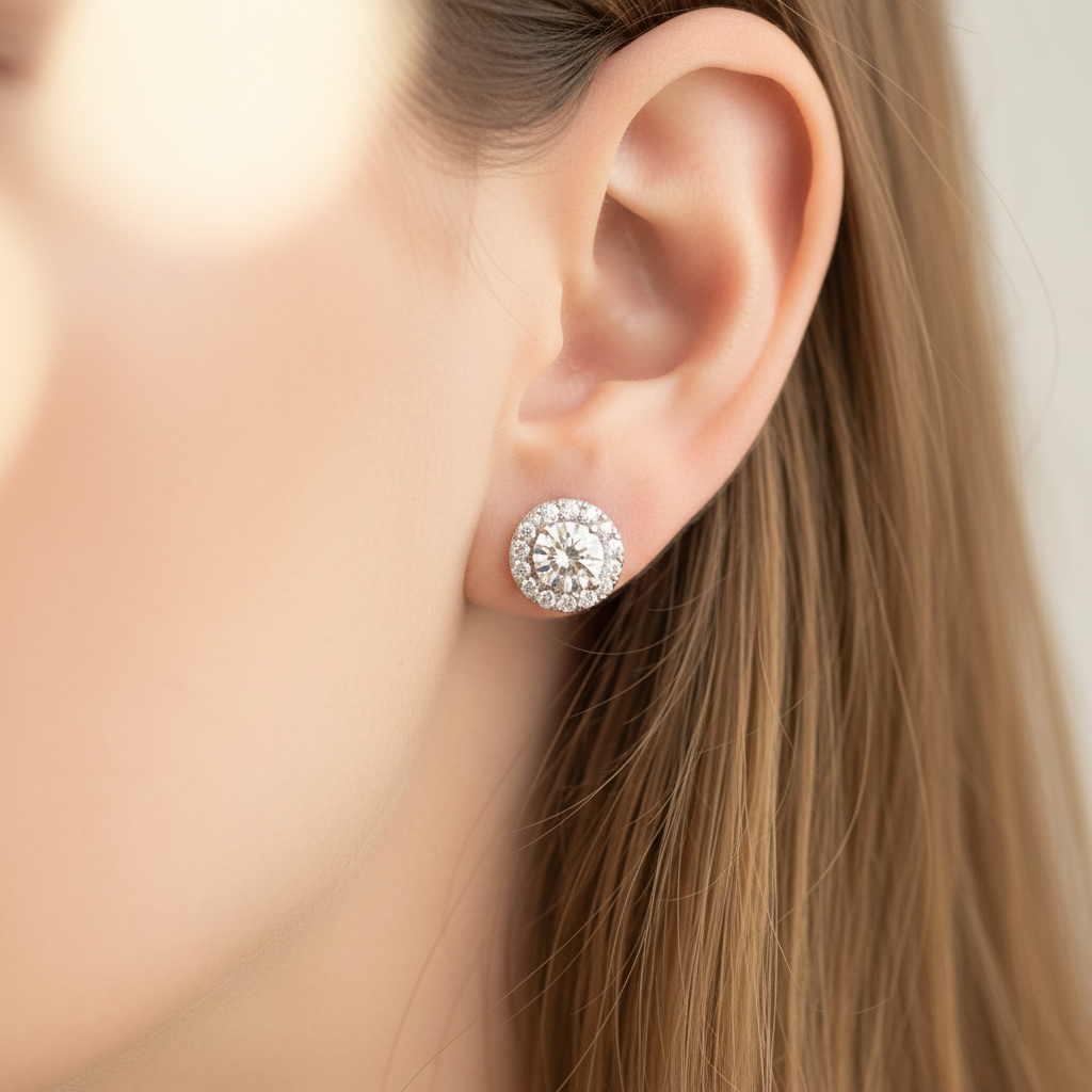 9 CT White Gold Earring.