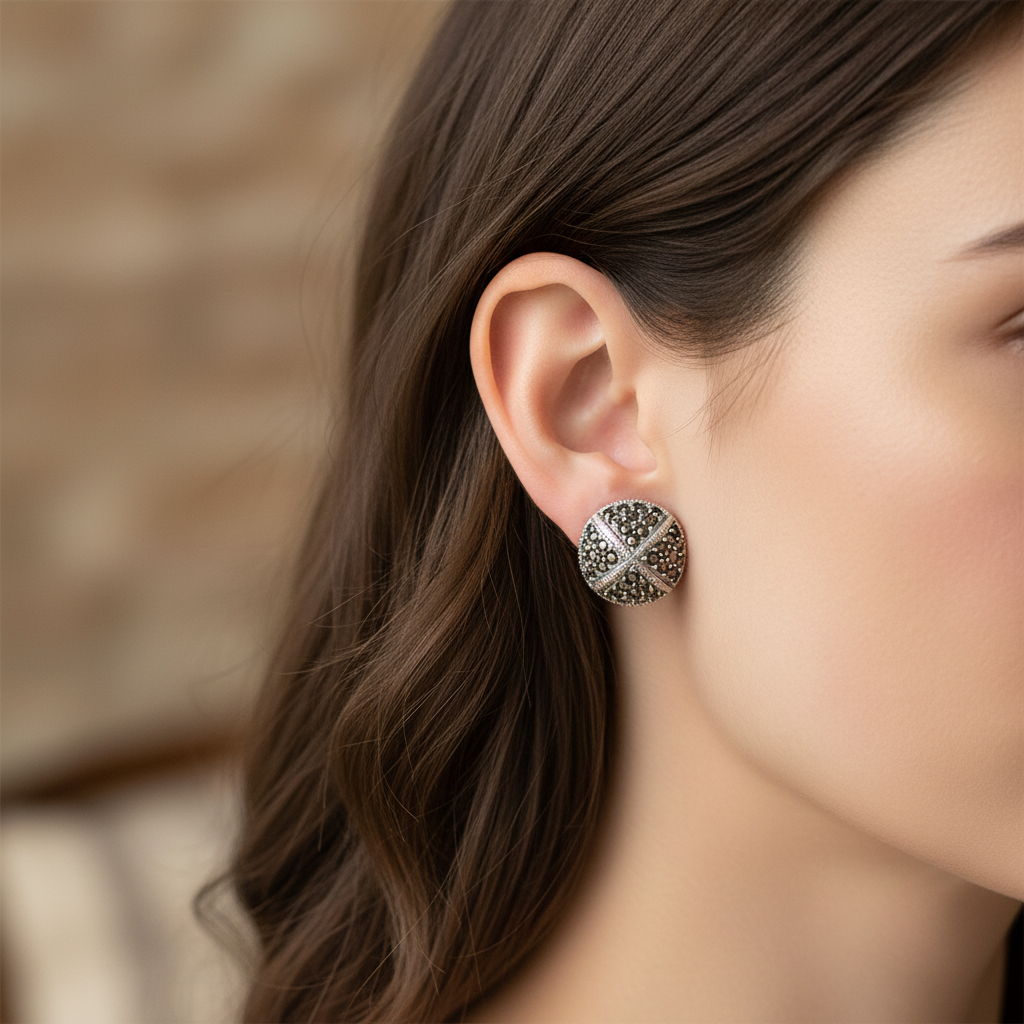 Marcasite Silver Earring