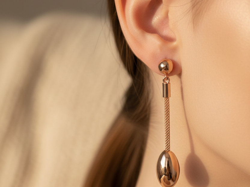 Silver with Rose Gold Plate Earring