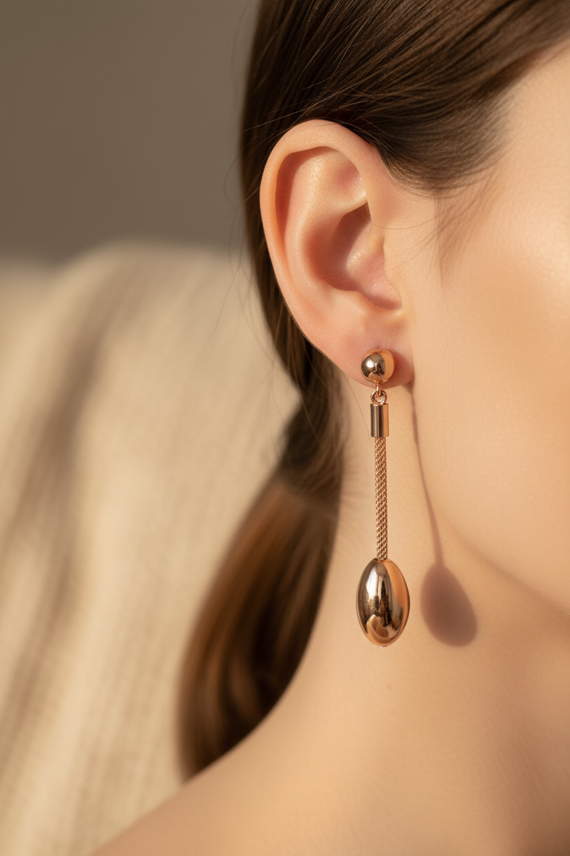 Silver with Rose Gold Plate Earring