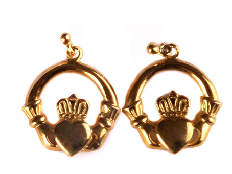 9 Carat Yellow Gold Claddagh Earrings