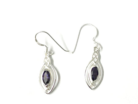Celtic Amethyst Cz stone set Silver Earring
