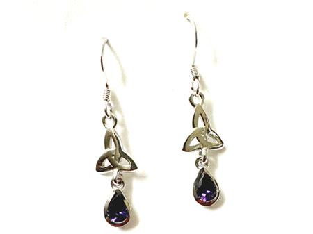 Trinity Knot February Birthstone Amethyst Cz Earring.