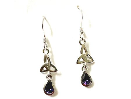 Trinity Knot February Birthstone Amethyst Cz Earring.