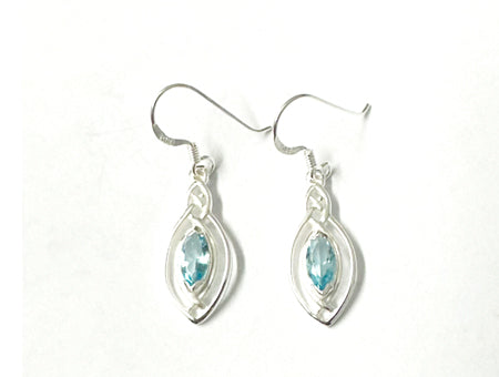 Celtic Silver Pendant With Aquamarine Cz Stone