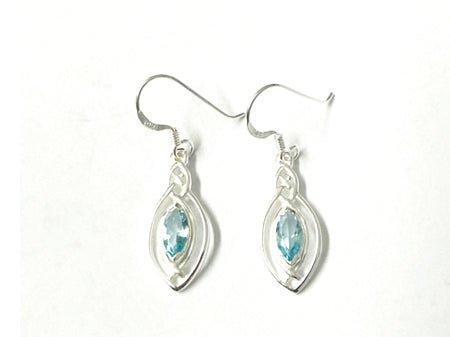 Celtic Aquamarine Cz stone set Silver Earring