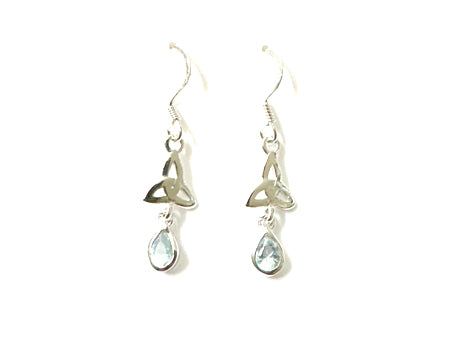 Trinity Knot March Birthstone Aquamarine Cz Pendant.