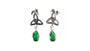 Silver Green Cz Stone Set Trinity Knot Earring