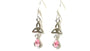 Trinity Knot October Birthstone Pink Cz Earring.