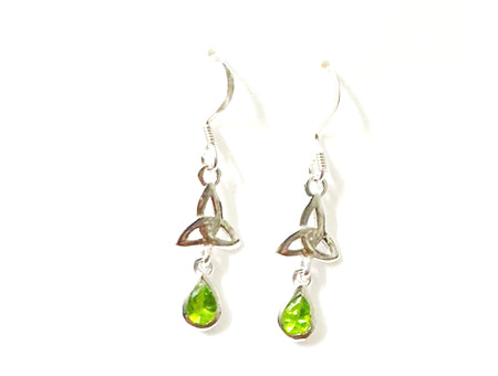 Trinity Knot August Birthstone Peridot Cz Earring.
