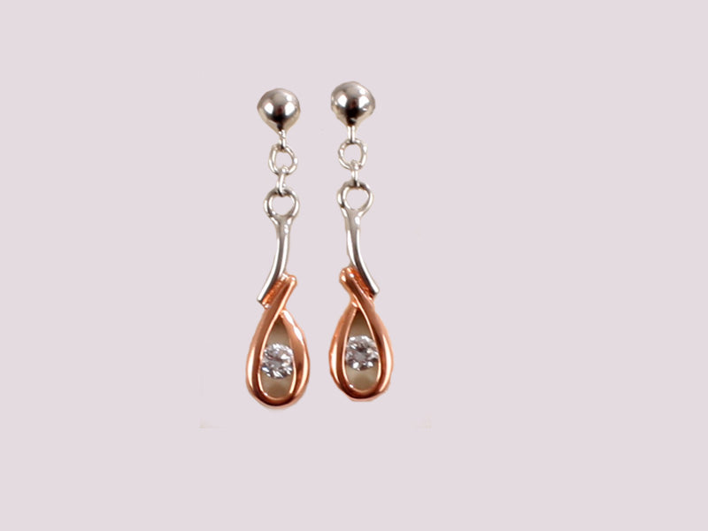 Silver with Rose Gold Plate Earring
