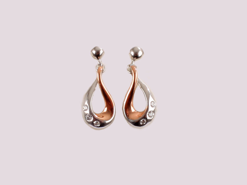 A Silver with Rose Gold Plate Earring
