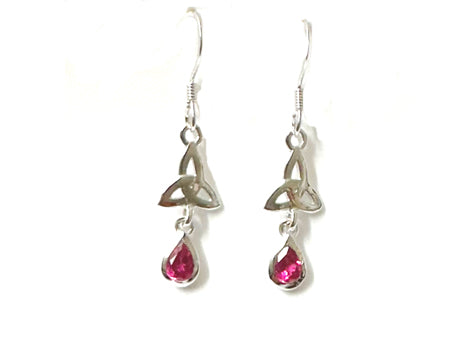 Trinity Knot July Birthstone Ruby Cz Pendant.