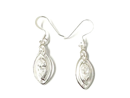 Celtic Silver Pendant With White Cz Stone