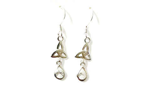 Trinity Knot April Birthstone White Cz Earring.