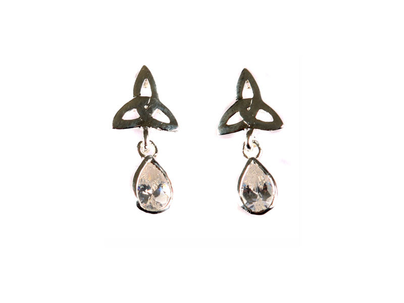 White Cz Stone Set Trinity Knot Earring