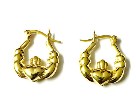 Claddagh Yellow Plated Silver Medium Creole Earrings