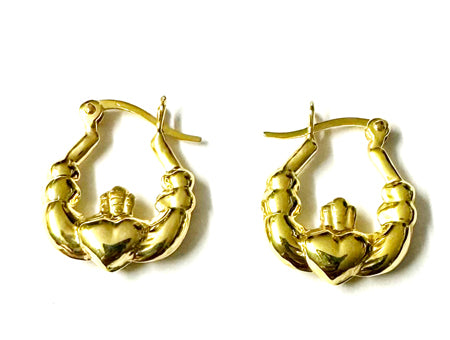 Claddagh Yellow Plated Silver Medium Creole Earrings