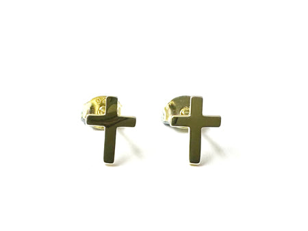 Yellow Plated Silver Cross Earring