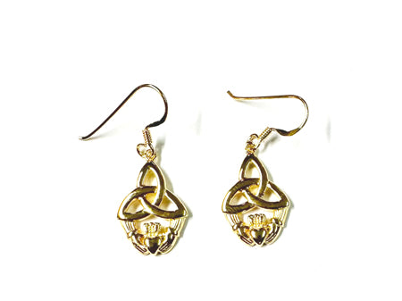 Claddagh Gold Plated Silver Drop Earring