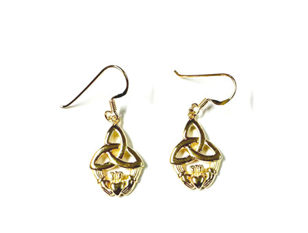 Claddagh Gold Plated Silver Drop Earring