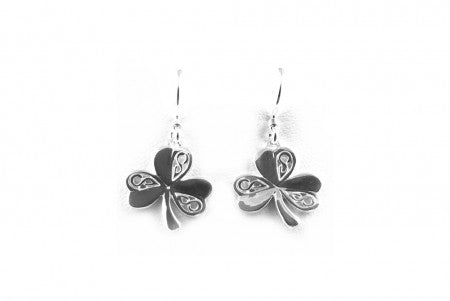 Shamrock Earrings with Plain Silver