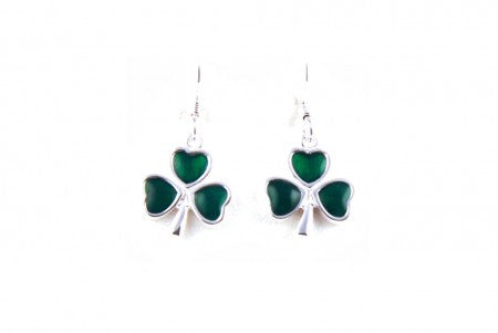 Shamrock Earrings Plain Silver with Stones