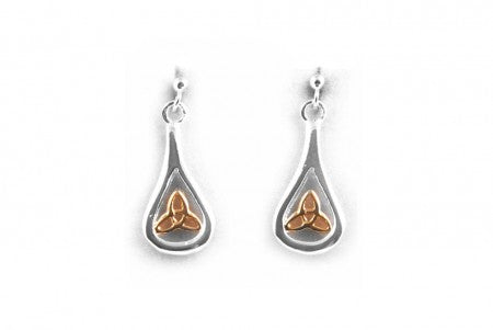 Trinity Knot Earrings Plain Silver with Gold Plating