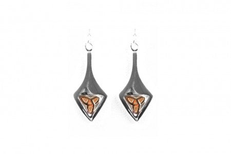 Trinity Knot Earrings Plain Silver with Gold Plating