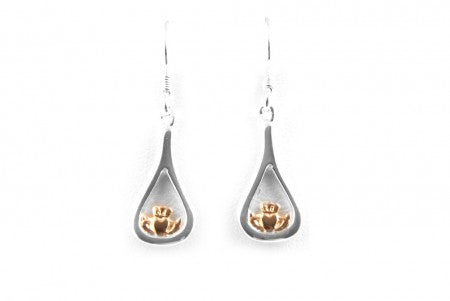Claddagh Earrings with Plain Silver and Gold Plated