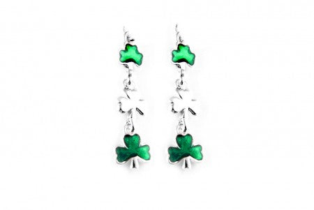 Shamrock Earrings Silver with Coloured Stone
