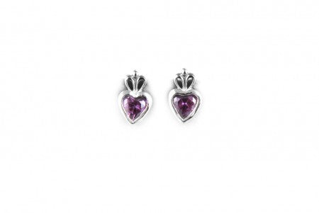 Claddagh Earrings with Amethyst Cubic Zirconia