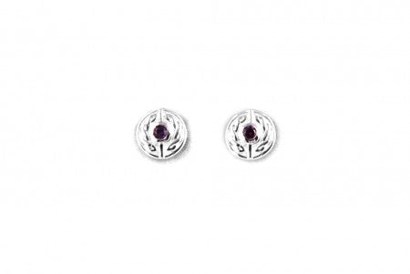 Celtic Earrings Silver with Amethyst Cubic Zirconia