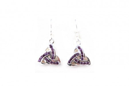 Trinity Knot Earrings with Amethyst Cubic Zirconia