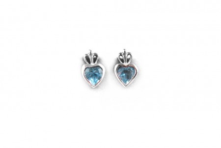 Claddagh Earrings with Aquamarine Cubic Zirconia