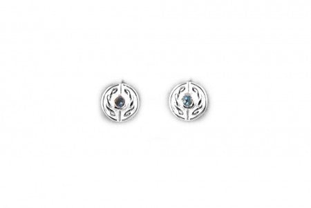 Celtic Earrings Silver with Aquamarine Cubic Zirconia