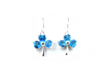 Shamrock Earrings with Aquamarine Cubic Zirconia