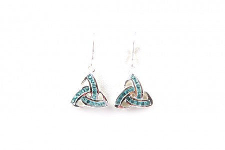 Trinity Knot Earrings with Aquamarine Cubic Zirconia