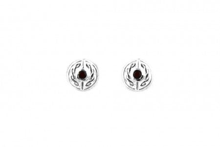 Celtic Earrings Silver with Garnet Cubic Zirconia