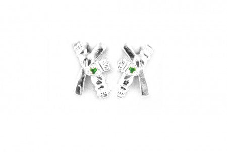Claddagh Earrings with Emerald Cubic Zirconia